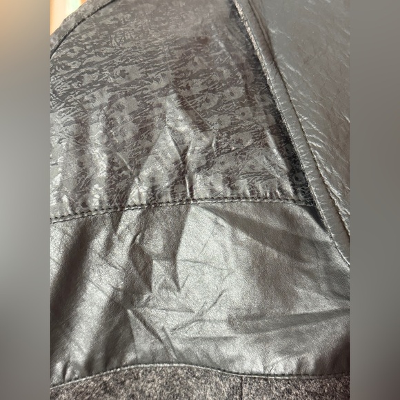 David Bengamin Vintage Wool Leather Black Long Trench Coat Shoulder Pads Size 7 - Picture 9 of 17